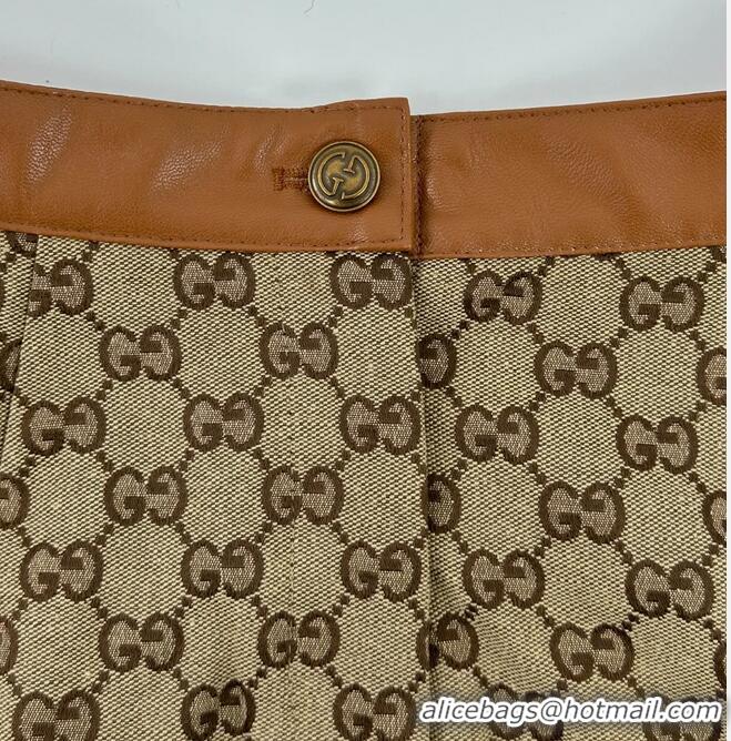 ​Super Quality Gucci GG Monogram Leather Trimmed Cotton Blend Canvas Jacquard Mini Skirt G1563