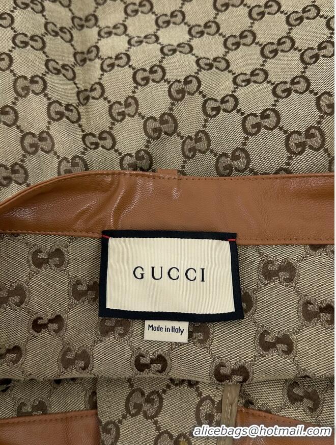 ​Super Quality Gucci GG Monogram Leather Trimmed Cotton Blend Canvas Jacquard Mini Skirt G1563