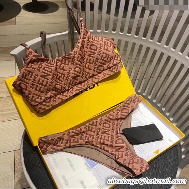 Top Quality Fendi FF Two Pieces Swimwear F32620 Brown 2024