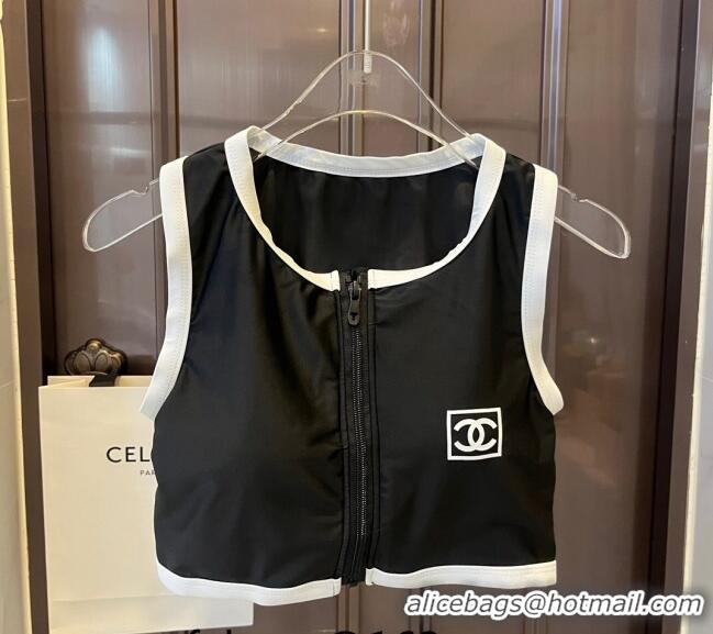 Fashion Discount Chanel Zip Swimwear CH0401 Black/White 2024