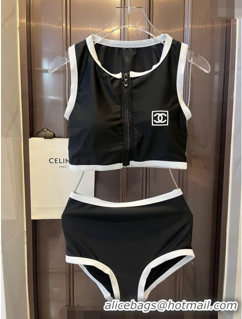 Fashion Discount Chanel Zip Swimwear CH0401 Black/White 2024