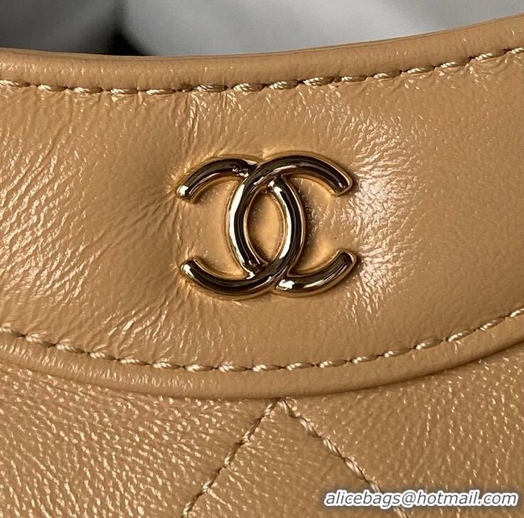 Top Quality Chanel 24S 31 Nano In Calfskin Leather Shopping Bag With Chain AP3656 Beige