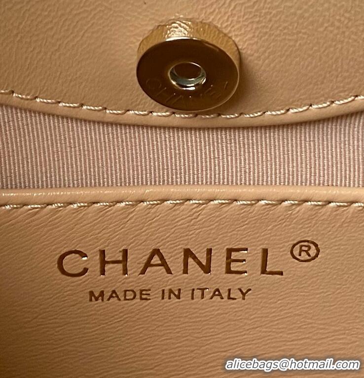 Top Quality Chanel 24S 31 Nano In Calfskin Leather Shopping Bag With Chain AP3656 Beige