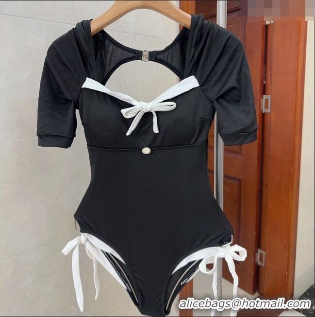 Spot Bulk Chanel Bow Swimwear CH040102 Black/White 2024