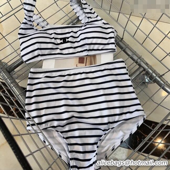 ​Low Cost Chanel Striped Swimwear CH0401White/Black 2024