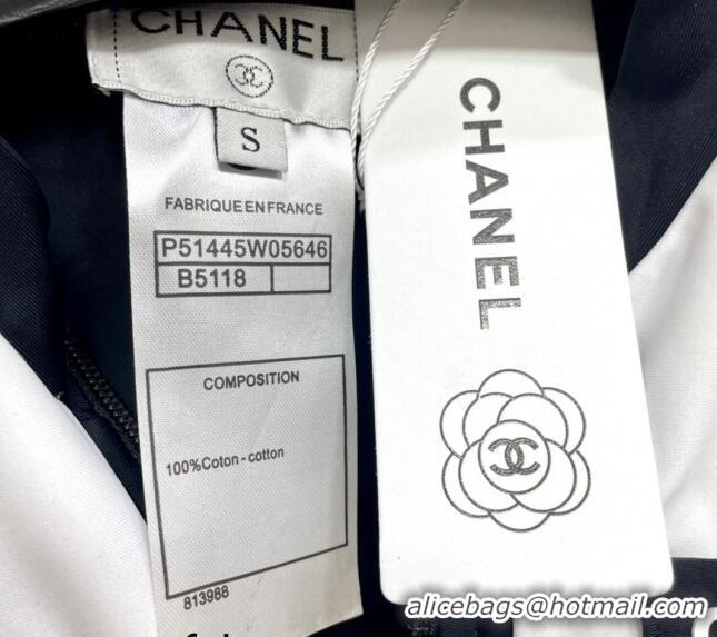 Buy Classic Chanel Long Sleeve Swimwear CH0401 White/Black 2024