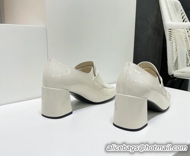 Pretty Style Miu Miu Patent Leather Pumps 8.5cm with Coin White 327090