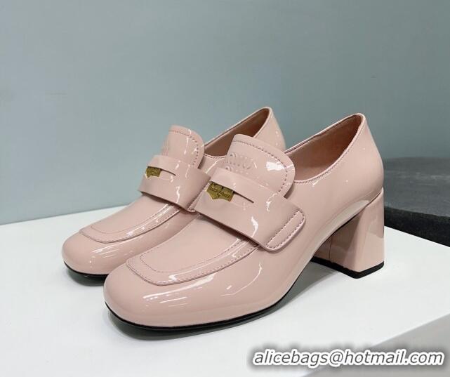 Low Cost Miu Miu Patent Leather Pumps 8.5cm with Coin Light Pink 327091