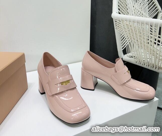 Low Cost Miu Miu Patent Leather Pumps 8.5cm with Coin Light Pink 327091