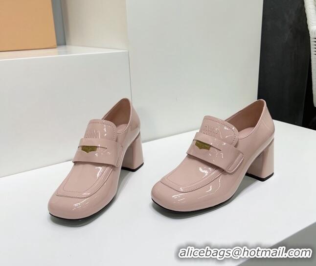 Low Cost Miu Miu Patent Leather Pumps 8.5cm with Coin Light Pink 327091