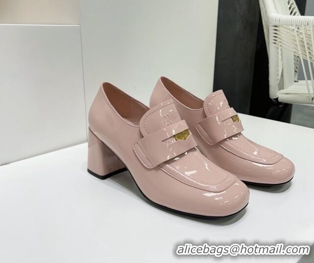 Low Cost Miu Miu Patent Leather Pumps 8.5cm with Coin Light Pink 327091