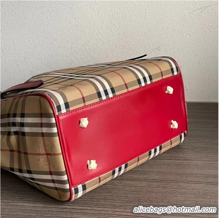 Famous Brand BurBerry Medium Banner Tote Bag 5788 Red