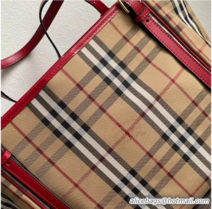 Famous Brand BurBerry Medium Banner Tote Bag 5788 Red