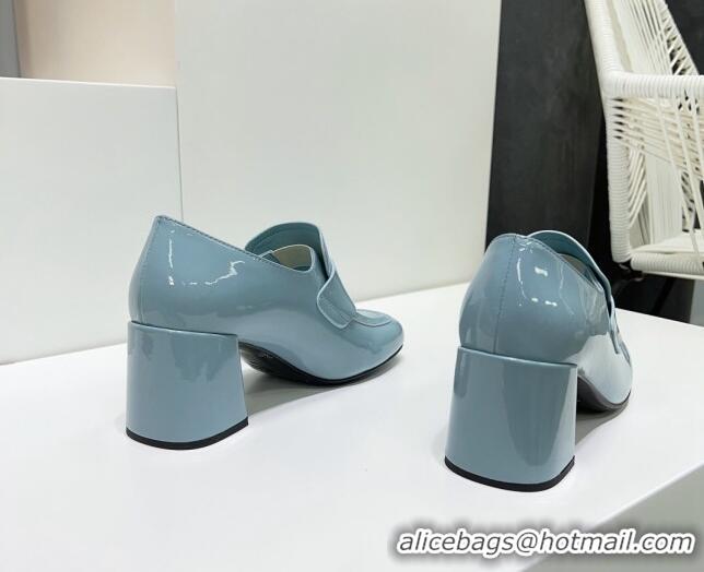 Buy Discount Miu Miu Patent Leather Pumps 8.5cm with Coin Blue 327093