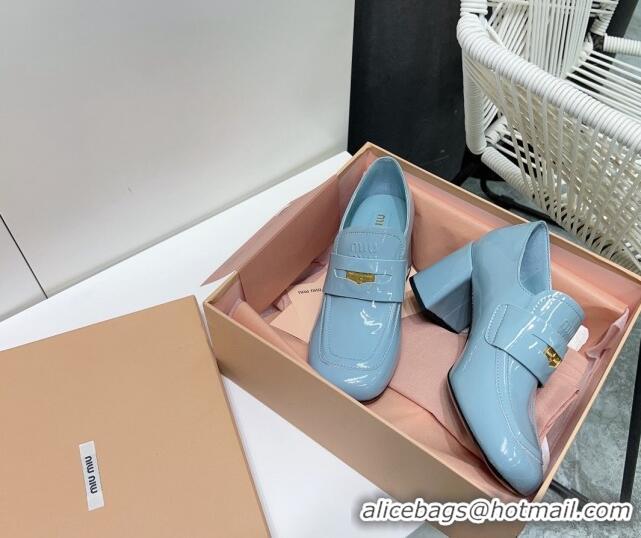 Buy Discount Miu Miu Patent Leather Pumps 8.5cm with Coin Blue 327093