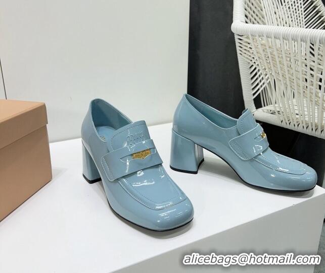 Buy Discount Miu Miu Patent Leather Pumps 8.5cm with Coin Blue 327093