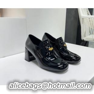 Luxurious Miu Miu Patent Leather Pumps 8.5cm with Coin Black 327094