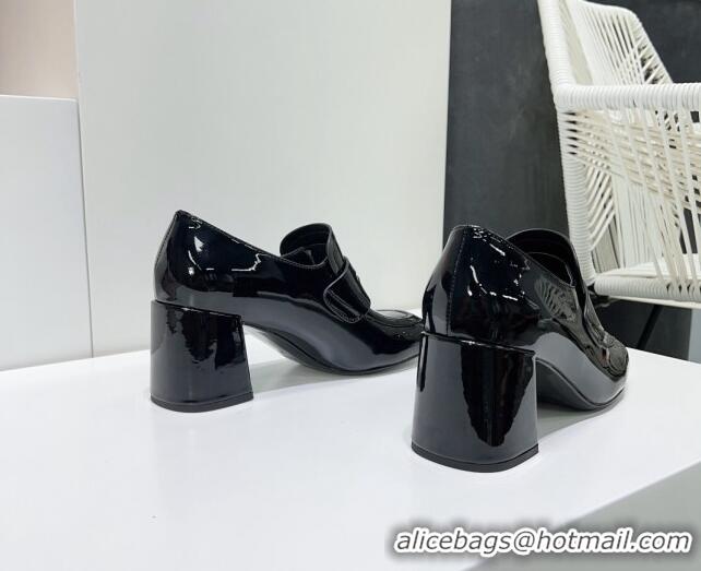 Luxurious Miu Miu Patent Leather Pumps 8.5cm with Coin Black 327094