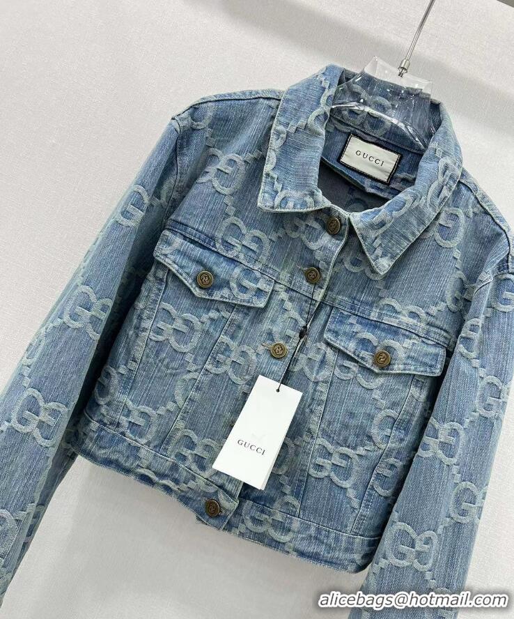 ​New Discount Gucci GG Denim Jacket G88345 Blue