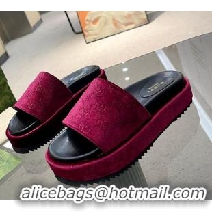 Popular Style Gucci GG Velvet Platform Slide Sandal 5.5cm Red 316015