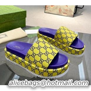 Grade Gucci GG Platform Slide Sandal 5.5cm Yellow/Purple 316018