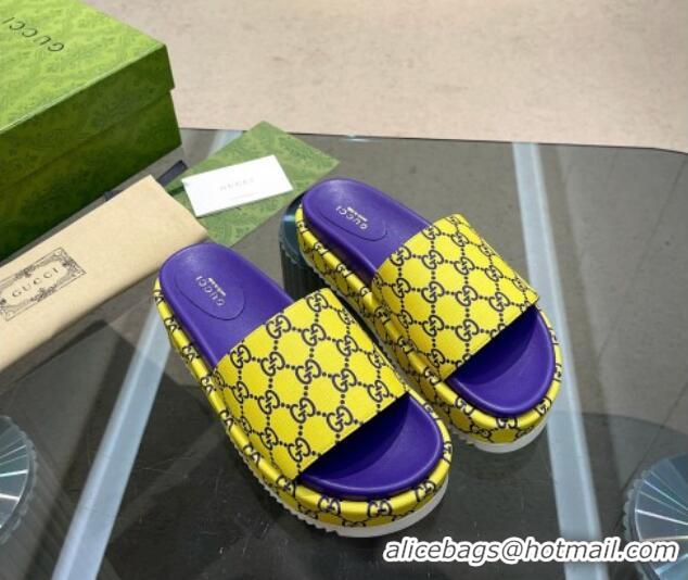 Grade Gucci GG Platform Slide Sandal 5.5cm Yellow/Purple 316018