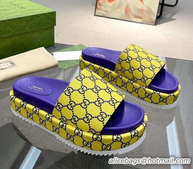 Grade Gucci GG Platform Slide Sandal 5.5cm Yellow/Purple 316018