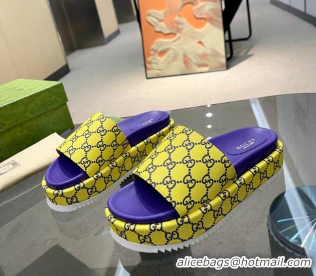 Grade Gucci GG Platform Slide Sandal 5.5cm Yellow/Purple 316018