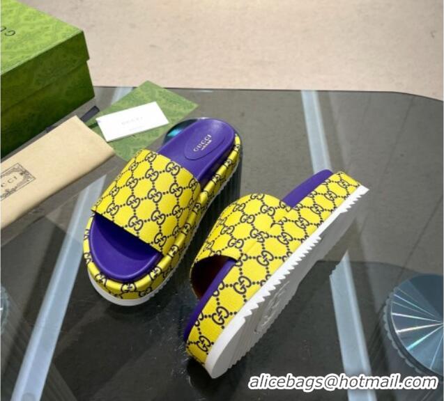 Grade Gucci GG Platform Slide Sandal 5.5cm Yellow/Purple 316018