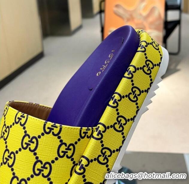 Grade Gucci GG Platform Slide Sandal 5.5cm Yellow/Purple 316018