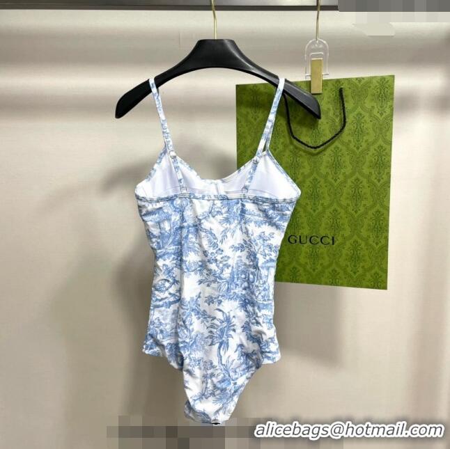 ​Buy Classic Gucci Print Swimwear CH0401 Light Blue 2024