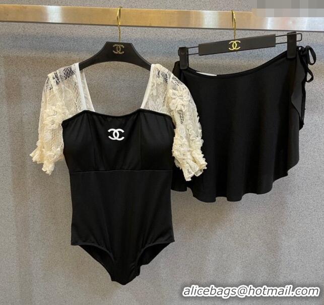 ​New Design Chanel Swimwear with Lace CH040140 White/Black 2024