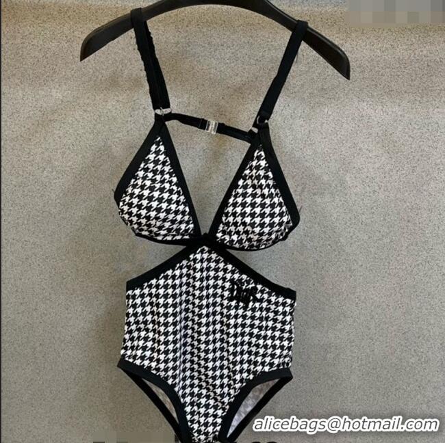 Inexpensive Dior Houndstooth Swimwear 0401 White/Black 2024