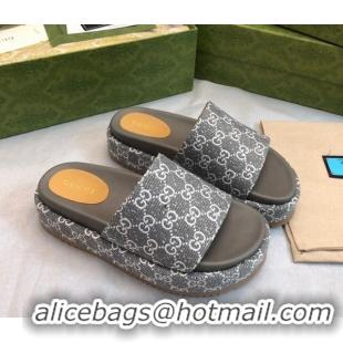 Durable Gucci GG Fabric Platform Slide Sandal 5.5cm Dark Grey 316027