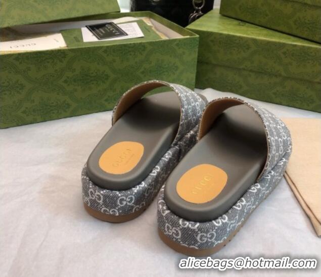 Durable Gucci GG Fabric Platform Slide Sandal 5.5cm Dark Grey 316027