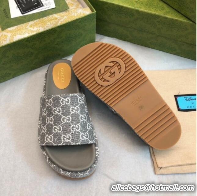 Durable Gucci GG Fabric Platform Slide Sandal 5.5cm Dark Grey 316027