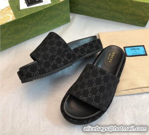 Best Price Gucci GG Fabric Platform Slide Sandal 5.5cm All Black 316029