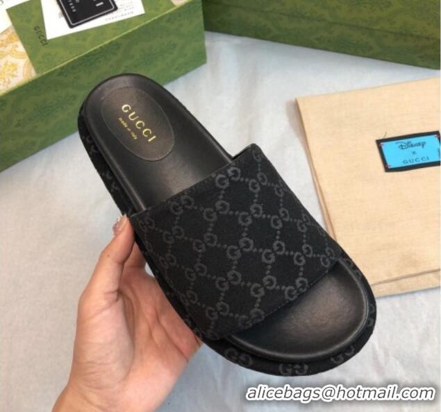 Best Price Gucci GG Fabric Platform Slide Sandal 5.5cm All Black 316029