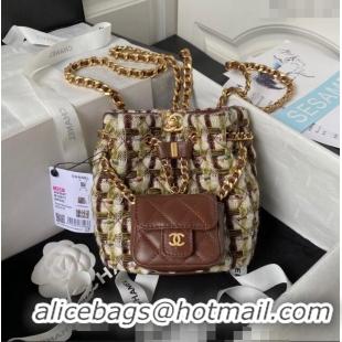 Unique Grade Chanel Tweed Small Backpack bag AS3947 Brown 2023