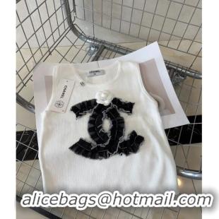 Super Quality Chanel Vest with Maxi CC C0401 White 2024