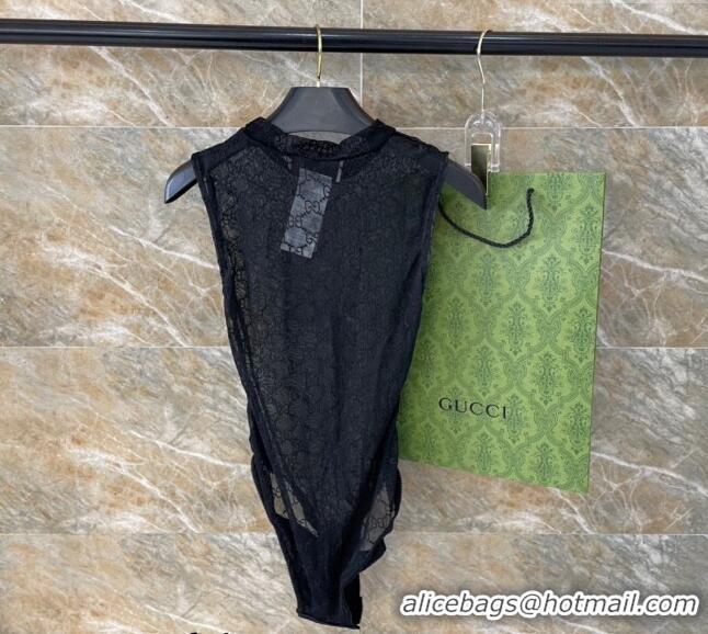 Luxury Cheap Gucci GG Mesh Swimwear GG040101 Black 2024