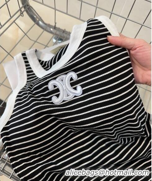 Promotional Celine Striped Vest 0401 Black 2024