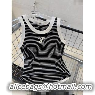 Inexpensive Chanel Striped Vest 0401 Black 2024