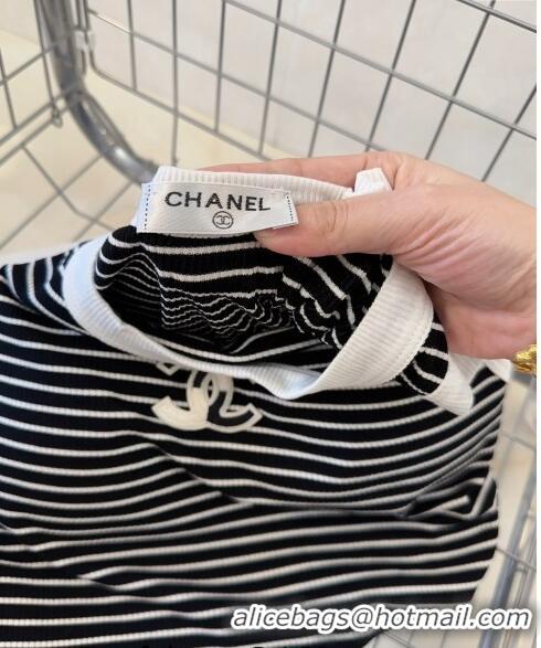 Inexpensive Chanel Striped Vest 0401 Black 2024