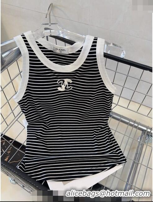 Inexpensive Chanel Striped Vest 0401 Black 2024