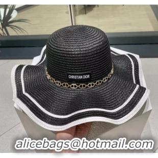 Reasonable Price Dior Straw Hat D2723 Black 2024