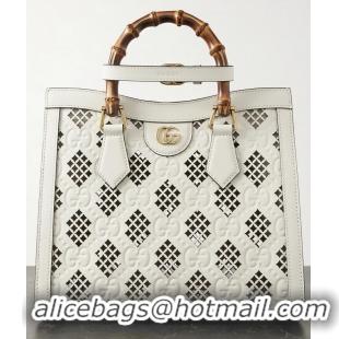 New Design Gucci Diana Small Tote Bag GG Perforated Leather ‎702721 Off White