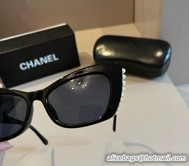 Buy Cheap Chanel Sunglasses with Pearls 0410 Black 2024