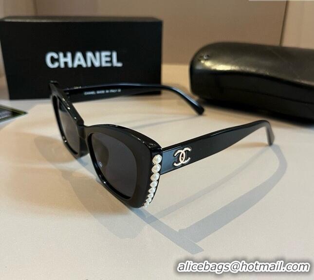 Buy Cheap Chanel Sunglasses with Pearls 0410 Black 2024