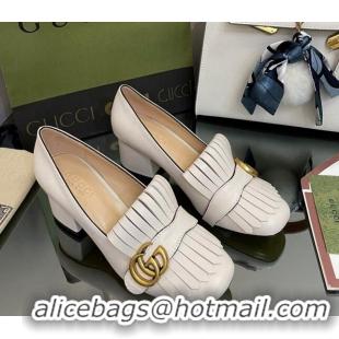 Stylish Gucci Leather Fringe Pumps 5cm White 319023